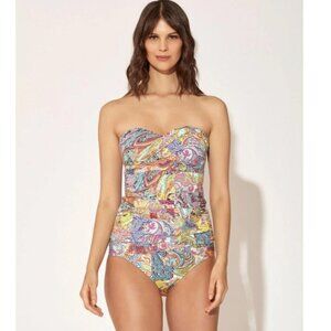 Bleu Rod Beattie Twist Draped Bandeau Tankini Top Bohemian Paisley Multicolor 4